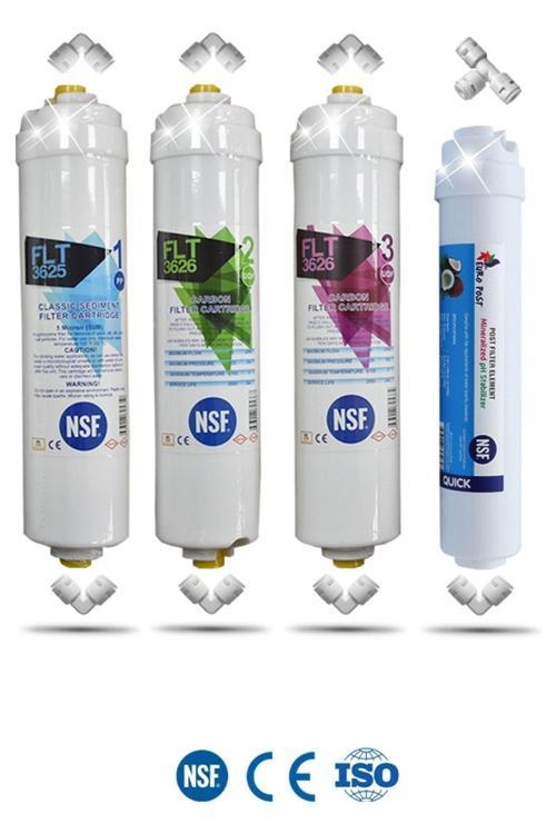Kapalı Kasa Su Arıtma Cihazı Uyumlu Yeni Nsf'Li Özel Seri 4 Aşamalı Inline Filtre Seti