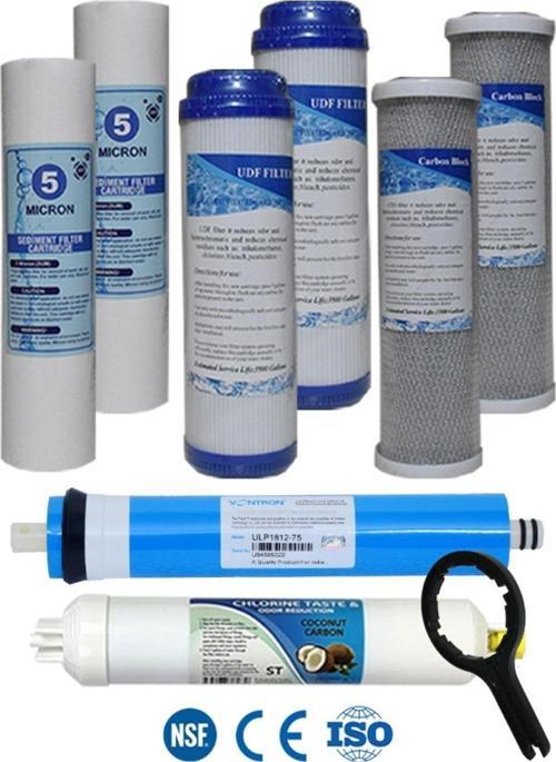 Açık Kasa 5 Aşama Su Arıtma Cihazı Çift Karbonlu Yıllık Filtre Seti (Nsf Onaylı Vontron Membranlı)