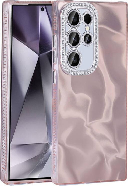 Samsung Galaxy S24 Ultra Kılıf Taş Süslemeli Ve Dalga Desenli Astrelya Premium Sert Silikon Kapak