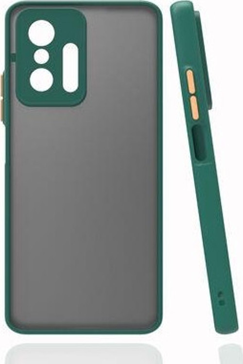 Xiaomi Mi 11T Pro 5G Kılıf Şeffaf Mat Yüzeyli Kenarları Renkli Fitkap Premium Silikon Kapak