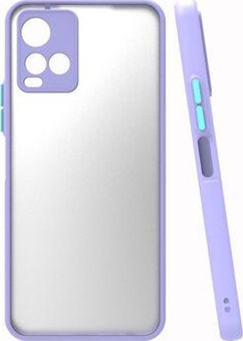 Vivo Y33S Kılıf Şeffaf Mat Yüzeyli Kenarları Renkli Fitkap Premium Silikon Kapak