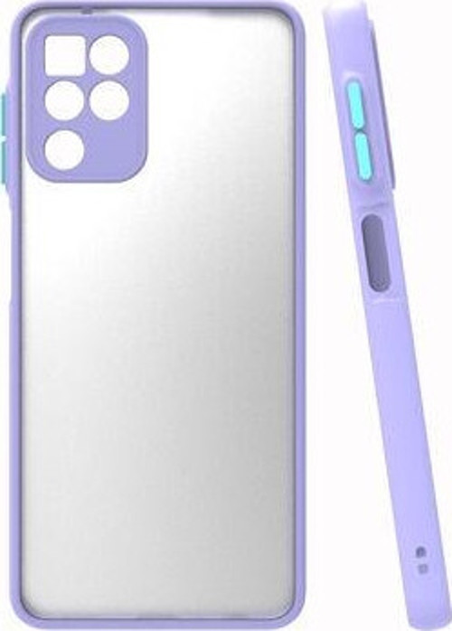 Samsung Galaxy M22 Kılıf Şeffaf Mat Yüzeyli Kenarları Renkli Fitkap Premium Silikon Kapak