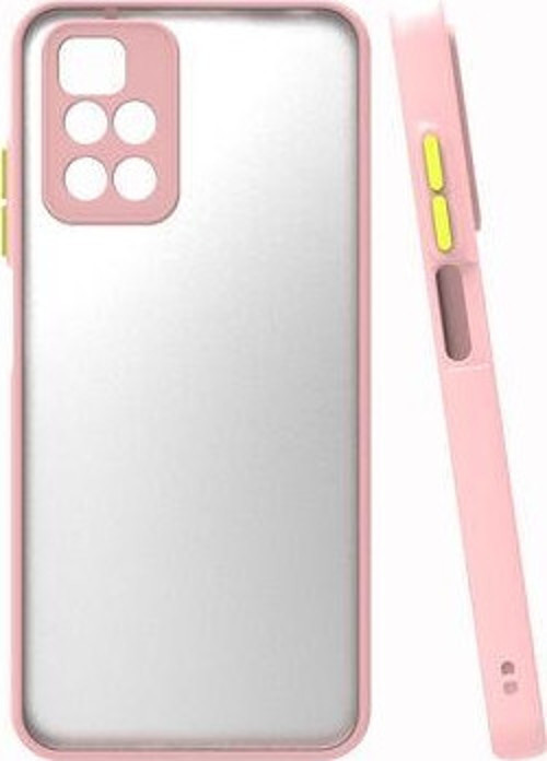 Redmi 10 Kılıf Şeffaf Mat Yüzeyli Kenarları Renkli Fitkap Premium Silikon Kapak