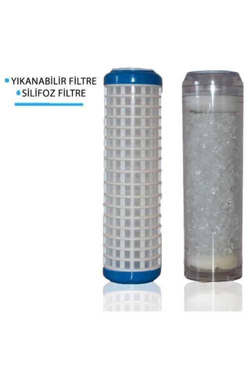 Daire Bina Sayaç Girişi 10" Inch 2 Aşama ( Yıkanabilir , Silifoz ) Yedek Filtre Seti