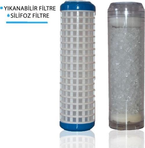 Daire Bina Sayaç Girişi 10" Inch 2 Aşama ( Yıkanabilir , Silifoz ) Yedek Filtre Seti