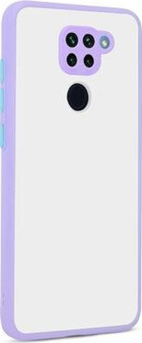 Redmi Note 9 Kılıf Şeffaf Mat Yüzeyli Kenarları Renkli Fitkap Premium Silikon Kapak
