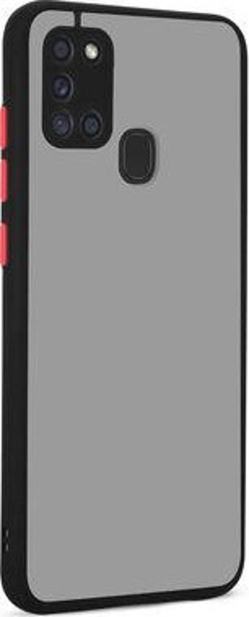 Samsung Galaxy A21S Kılıf Şeffaf Mat Yüzeyli Kenarları Renkli Fitkap Premium Silikon Kapak