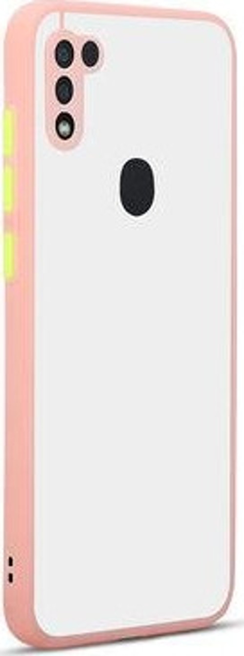 Samsung Galaxy M11 Kılıf Şeffaf Mat Yüzeyli Kenarları Renkli Fitkap Premium Silikon Kapak