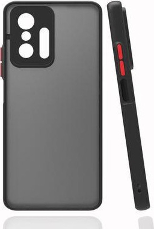Xiaomi Mi 11T Pro 5G Kılıf Şeffaf Mat Yüzeyli Kenarları Renkli Fitkap Premium Silikon Kapak