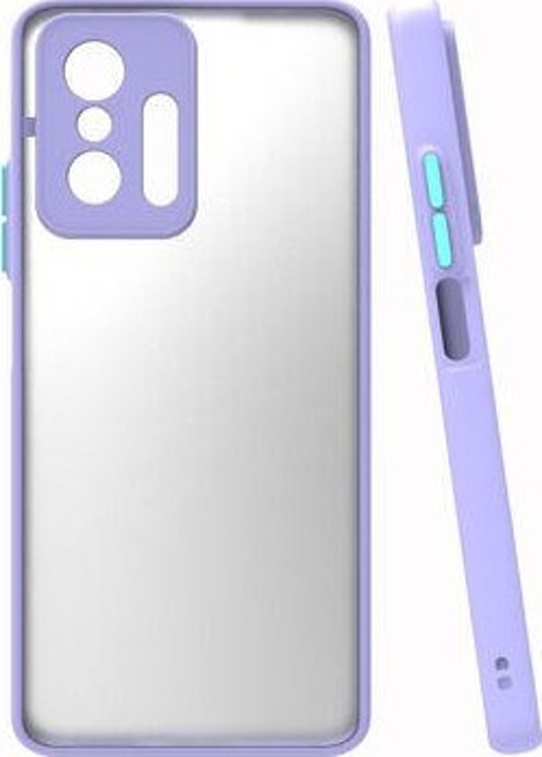 Xiaomi Mi 11T Pro 5G Kılıf Şeffaf Mat Yüzeyli Kenarları Renkli Fitkap Premium Silikon Kapak