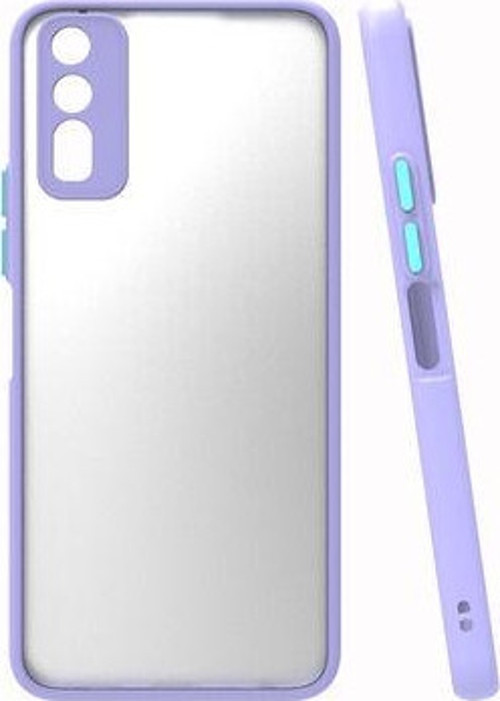 Vivo Y11S Kılıf Şeffaf Mat Yüzeyli Kenarları Renkli Fitkap Premium Silikon Kapak