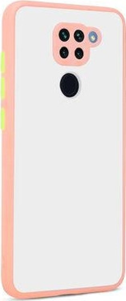 Redmi Note 9 Kılıf Şeffaf Mat Yüzeyli Kenarları Renkli Fitkap Premium Silikon Kapak