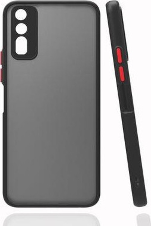 Vivo Y20S Kılıf Şeffaf Mat Yüzeyli Kenarları Renkli Fitkap Premium Silikon Kapak