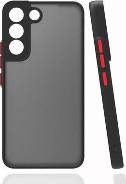 Samsung Galaxy S22 Plus Kılıf Şeffaf Mat Yüzeyli Kenarları Renkli Fitkap Premium Silikon Kapak