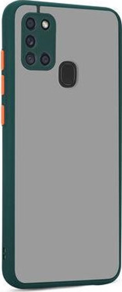 Samsung Galaxy A21S Kılıf Şeffaf Mat Yüzeyli Kenarları Renkli Fitkap Premium Silikon Kapak