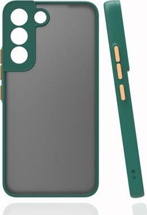 Samsung Galaxy S22 Kılıf Şeffaf Mat Yüzeyli Kenarları Renkli Fitkap Premium Silikon Kapak