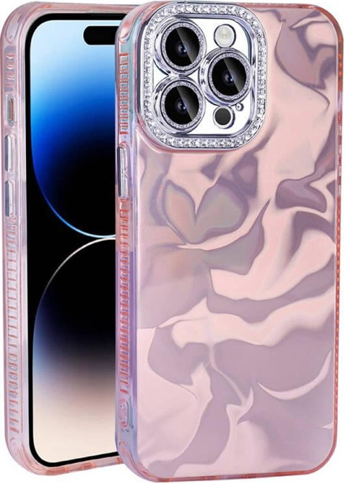İphone 14 Pro Kılıf Taş Süslemeli Ve Dalga Desenli Astrelya Premium Sert Silikon Kapak