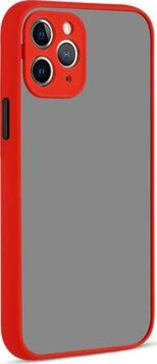 İphone 12 Pro Max Kılıf Şeffaf Mat Yüzeyli Kenarları Renkli Fitkap Premium Silikon Kapak