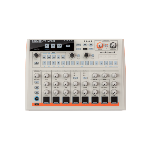 Drumbrute Impact 1984 - 10 sesli analog bir davul makinesi, yeni ve sade kırık beyaz estetiğiyle yeniden tasarlandı