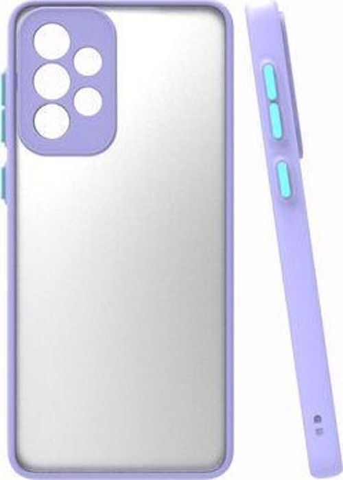 Samsung Galaxy A52 Kılıf Şeffaf Mat Yüzeyli Kenarları Renkli Fitkap Premium Silikon Kapak