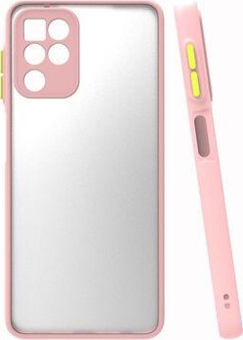 Samsung Galaxy A22 4G Kılıf Şeffaf Mat Yüzeyli Kenarları Renkli Fitkap Premium Silikon Kapak
