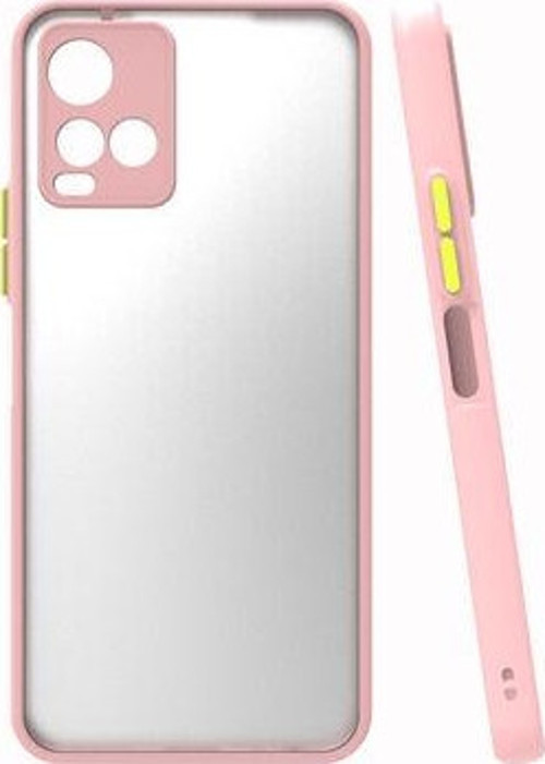 Vivo Y32 Kılıf Şeffaf Mat Yüzeyli Kenarları Renkli Fitkap Premium Silikon Kapak