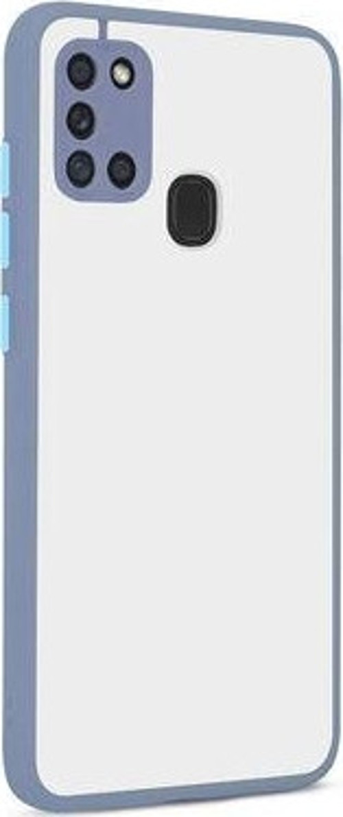 Samsung Galaxy A21S Kılıf Şeffaf Mat Yüzeyli Kenarları Renkli Fitkap Premium Silikon Kapak