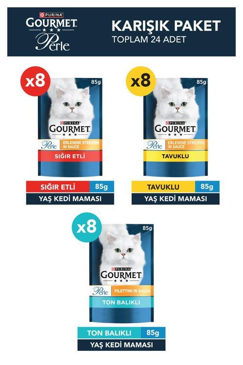 Perle Karışık Yaş Kedi Maması 85 gr X 24 Adet
