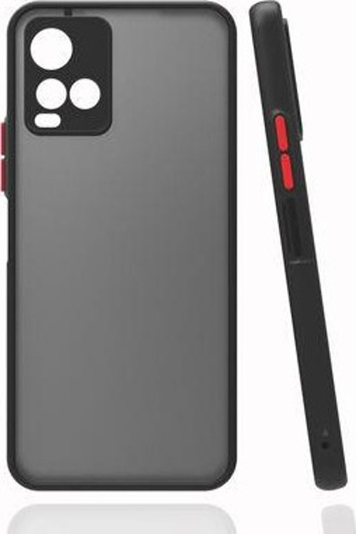 Vivo Y21S Kılıf Şeffaf Mat Yüzeyli Kenarları Renkli Fitkap Premium Silikon Kapak