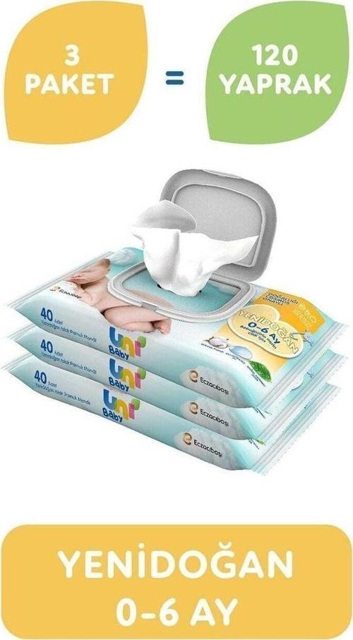 Yenidoğan Islak Havlu Mendil 3Lü 120 Yaprak