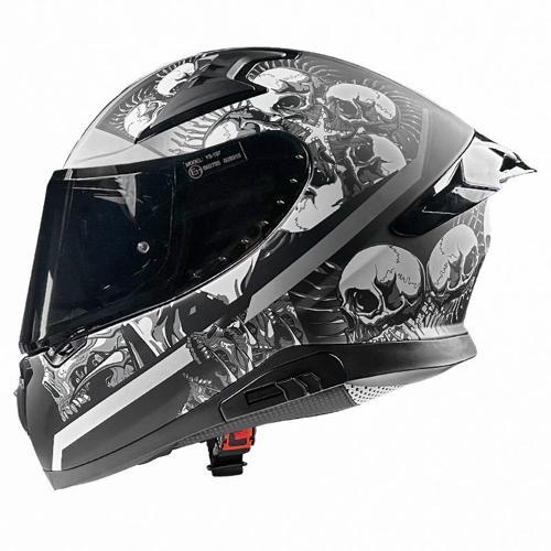Snake SV Skull Mat Gri Kurukafa Kapalı Motosiklet Kaskı