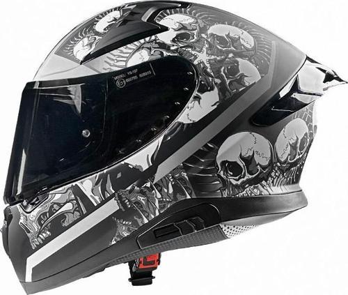 Snake SV Skull Mat Gri Kurukafa Kapalı Motosiklet Kaskı