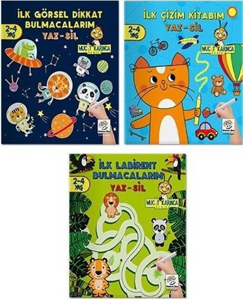 2-4 Yaş Evde Etkinlik Seti - Mucit Karınca Serisi YAZ-SİL Kitaplar 2. seri Yükselen Zeka