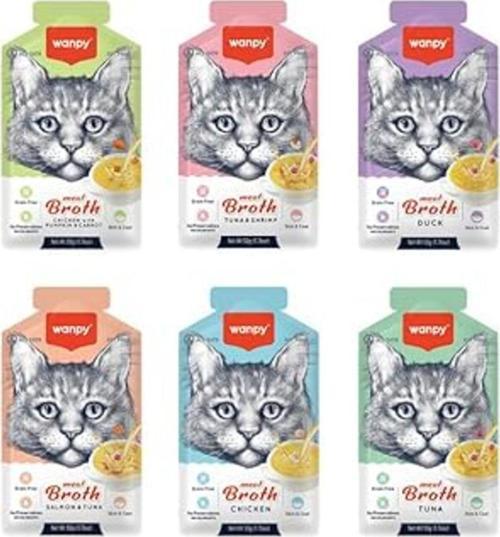 Wanpy Karışık Aromalı Kedi Çorbası (50Gr X 6 Adet) Sıvı Kedi Ödülü