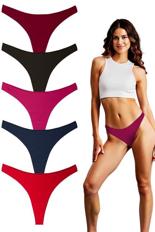 , Kadın Pamuklu Basic Tanga Külot, 5'li Paket,