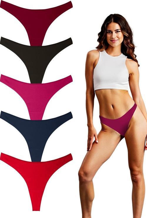 , Kadın Pamuklu Basic Tanga Külot, 5'li Paket,