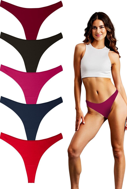 , Kadın Pamuklu Basic Tanga Külot, 5'li Paket,