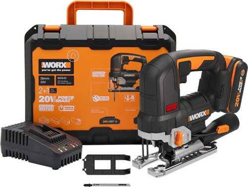 WX542 20Volt 2.5Ah. Li-ion Tek Akülü Profesyonel Kömürsüz Şarjlı Dekupaj Testere