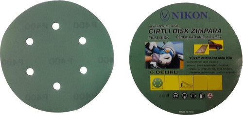 52048 Kırılmaz Yeşil Cırt Zımpara 150x120 Kum 6 Delikli