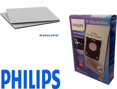 Philips S-Bag Fc8021/03 Elektrikli Süpürge Torbası 5 Ad Yeni Kutu+Performer Motor Koruma Filtresi