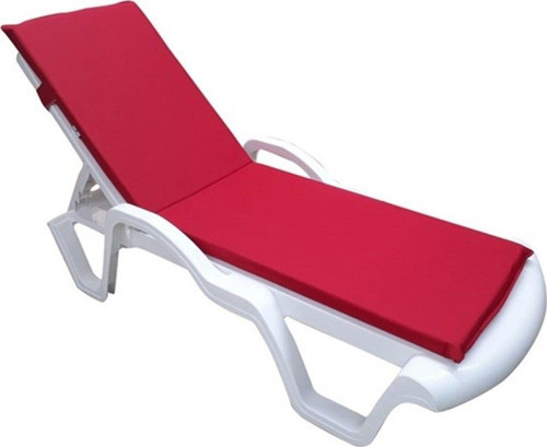 Dış Mekan Kumaşlı Şezlong Minderi Lüks 180*55*5 Cm Yıkanabilir Silinir Fermuarlı Kuşaklı Kırmızı