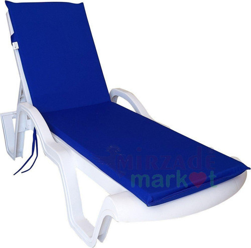 Şezlong Minderi 180*55*5 Cm Yıkanır Silinir Fermuarlı Arkası Kuşaklı Dış Mekan Kumaşı