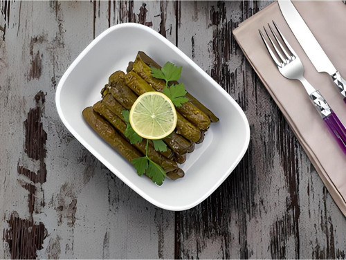 Square Melamin Kayık Tabak 6 Parça 17 Cm Beyaz Meze Tabağı