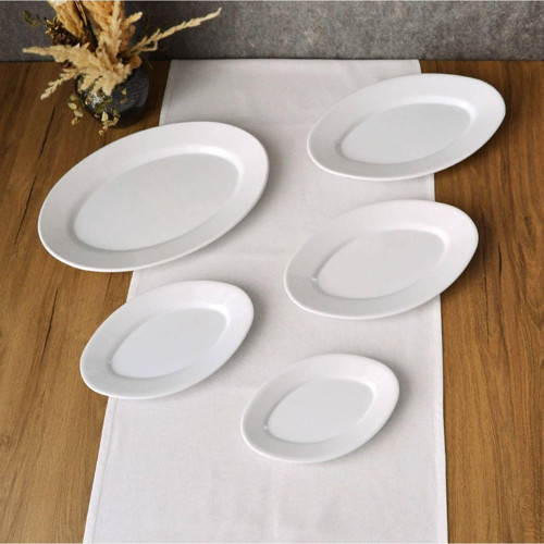 6 Adet Termostar Enternasyonel Kırılmaz Melamin Arya Kayık Tabak (30 Cm X 19 Cm)