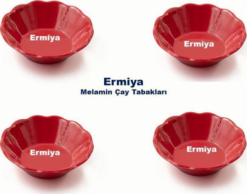 12 Adet Kırmızı Arya Hitit Moll Melamin Çay Tabağı 12 Ad Paslanmaz Çelik Çay Kaşığı