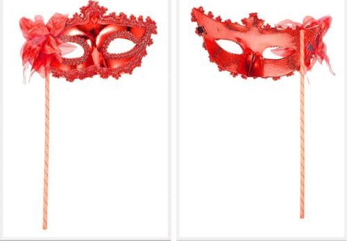 Kırmızı Işıltılı Tutmalı Fotoğraf Çekimi Maskesi