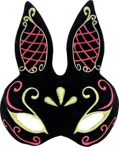 Siyah Kırmızı Gold Tavşan Maskesi