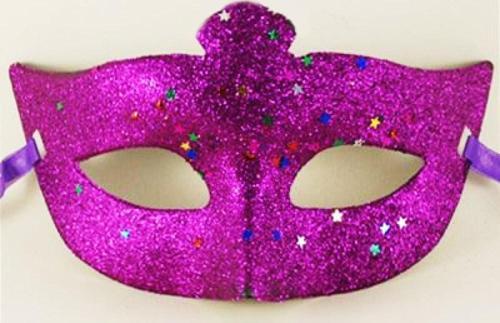 Mor Renk Simli Yıldızlı Kostüm Partisi Maskesi