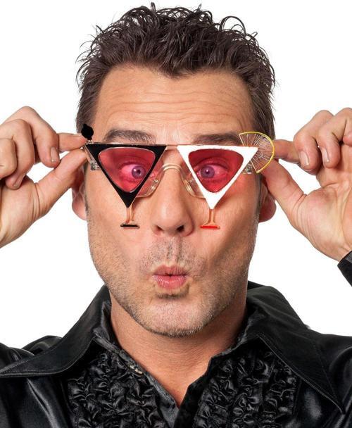 Siyah Beyaz Renk Martini Tasarımlı Parti Gözlüğü