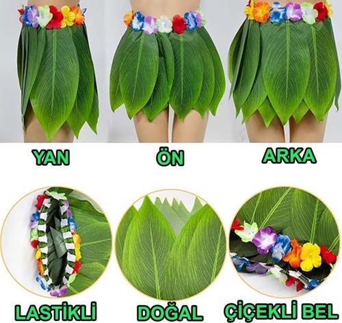 Tropikal Esintili Yapraklı Parti Eteği Çocuk Boy